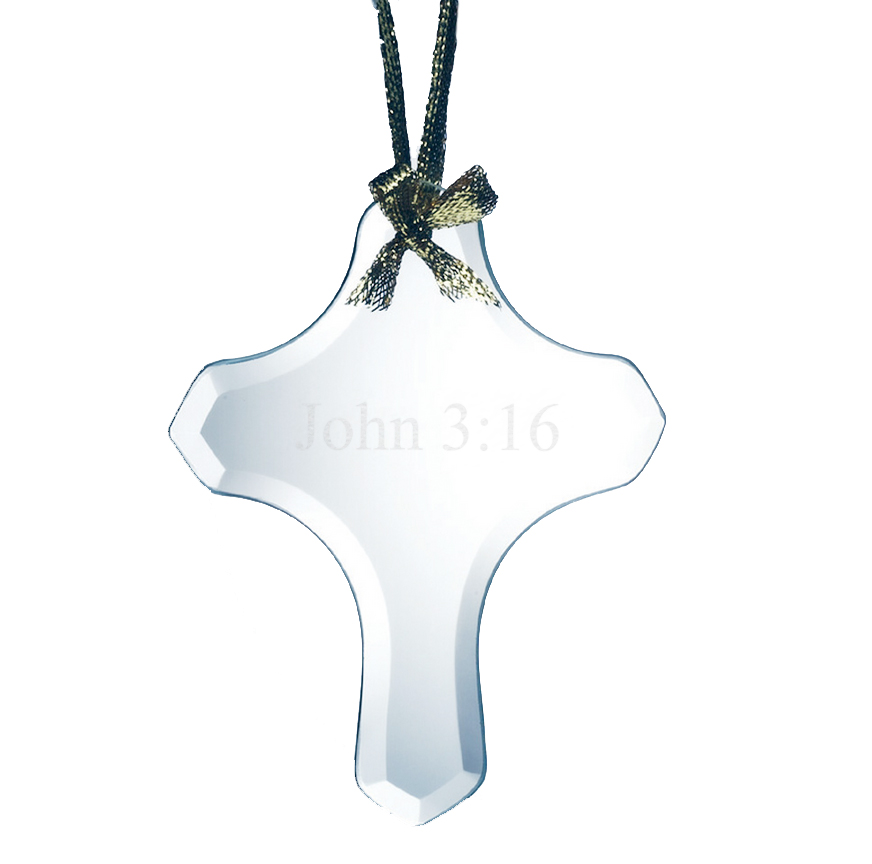 unknown Jade Glass Beveled Christian Cross Ornament