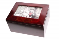 4x6 Wood Photo Frame Treasure Keepsake Box (Black Velvet Interior)