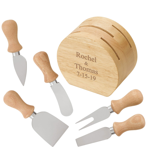 unknown Eco-Friendly 5 Piece Cheese Tool Set with Personalized Holder
