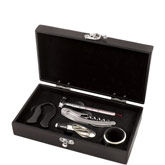 5 Piece Executive Wine Set in Personalized Leather Box (New Arrival)