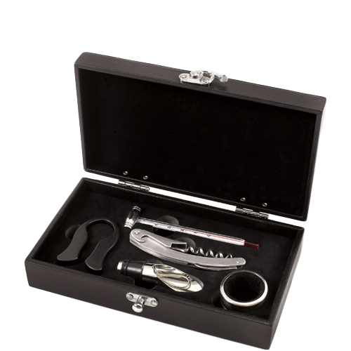 5 Piece Executive Wine Set in Personalized Leather Box*