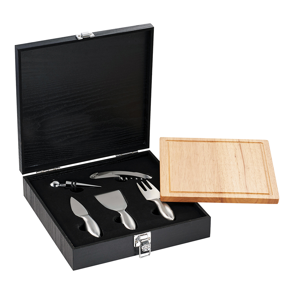 unknown 6 Piece Belgio Wine & Cheese Ensemble Wood Box Set