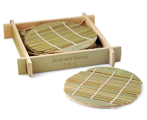 unknown Eco-Friendly Green Bamboo Coaster Set