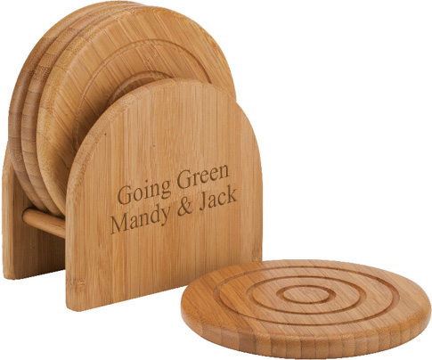 unknown Eco-Friendly Bamboo Coaster Holder Set