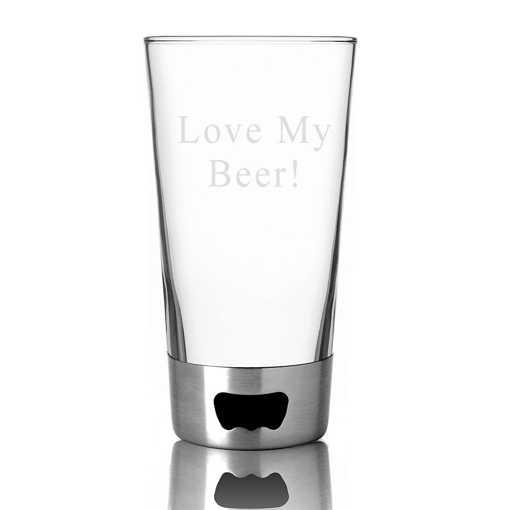 unknown Personalized Stainless Steel Pint Glass & Bottle Opener
