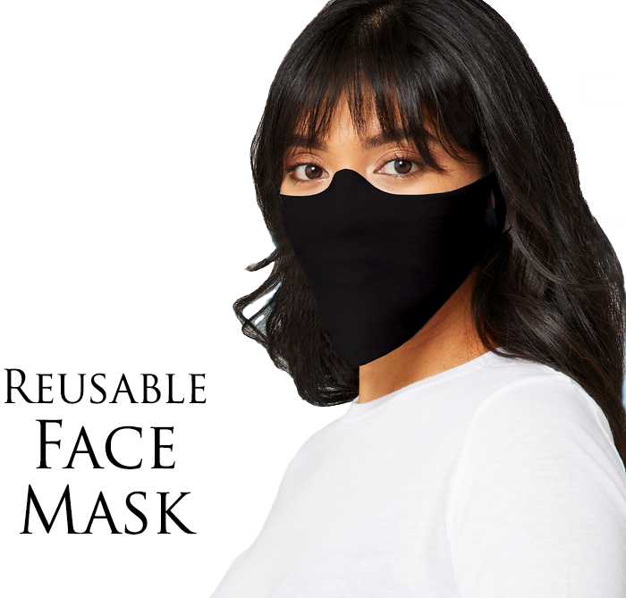 Black Reusable Face Mask Made In USA! Washable Light Thin Cut Breathable Fleece Fabric Cover*