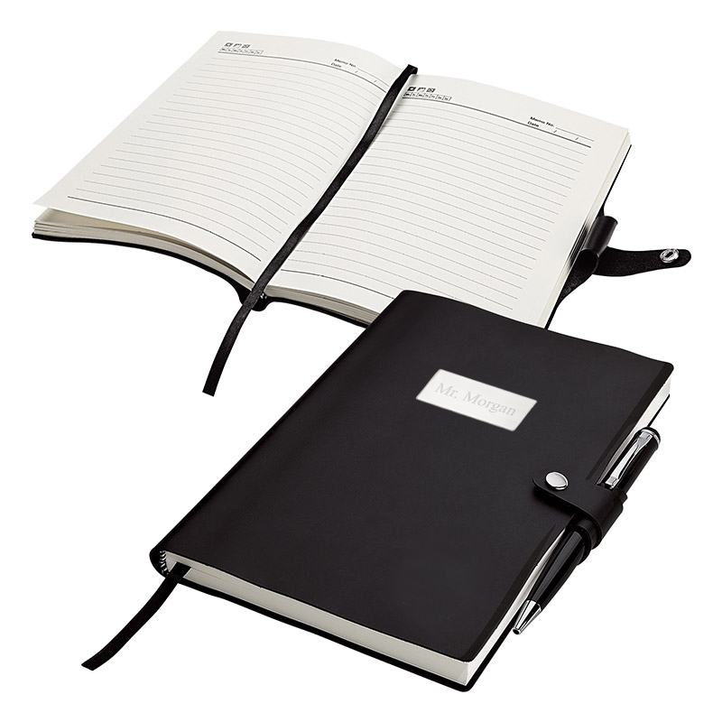 unknown Black Executive Snap Closure Journal & Pen Holder