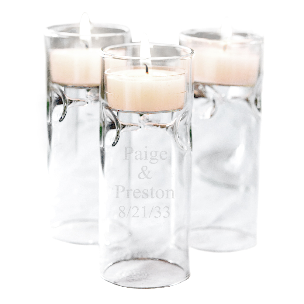 unknown Personalized Blown Tealight Wedding Candle Holder