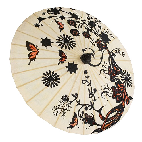 unknown Hand Painted Butterfly Garden Paper Parasol