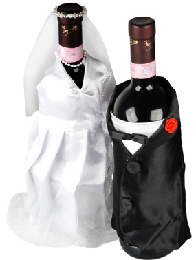 unknown Champagne Wedding Bride and Groom Wine Bottle Decorations