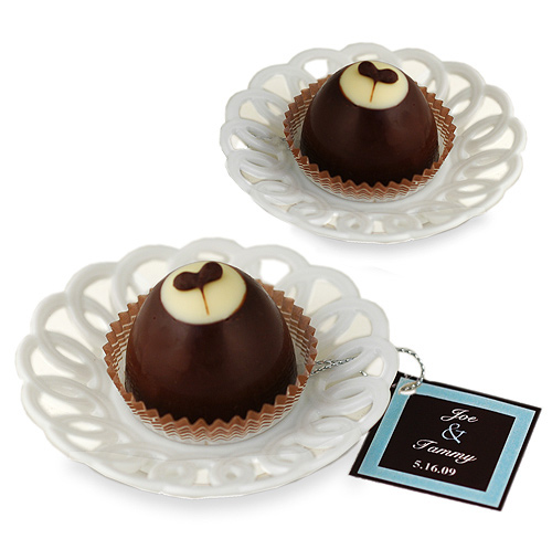 Chocolate Truffle White Wedding Ornament Plate*