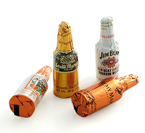 Liquor Filled Chocolate Bottles Wood in Crate (Set of 48)*