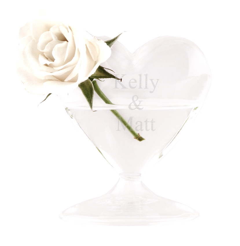 unknown Clear Blown Personalized Wedding Heart Glass Vase
