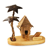 Handmade Coconut Wood House with Palm Trees