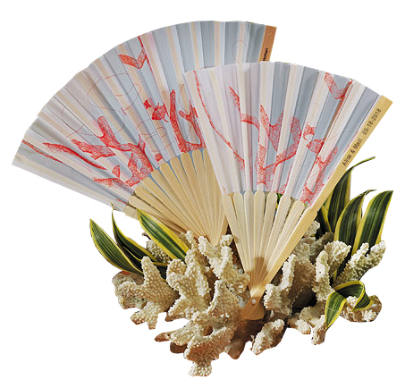 unknown Bamboo Beach Coral Wedding Fan