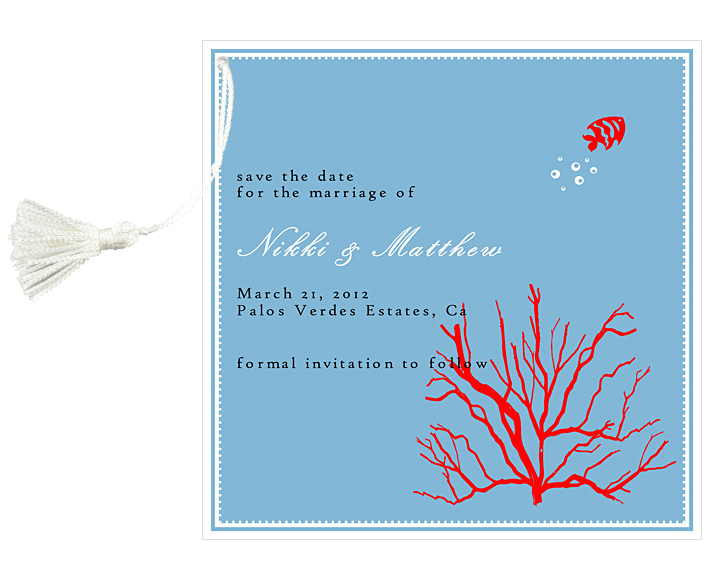 unknown Coral Fish Save The Date Cards w/ Tassel