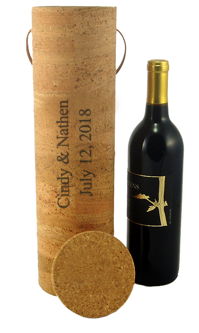 Natural Cork Leather Cylinder Wine Box Carrier*