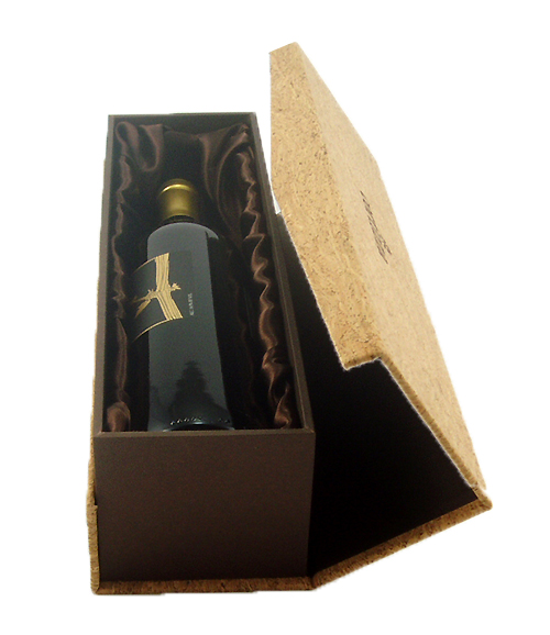 Natural Cork Leather Wine Bottle Luxury Interior Satin Box Carrier*