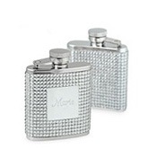Engraved White Crystal Flasks