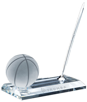 unknown Crystal Basketball Office Pen Set Award