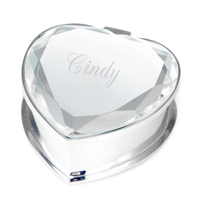 Silver Crystal Heart Jewelry Box