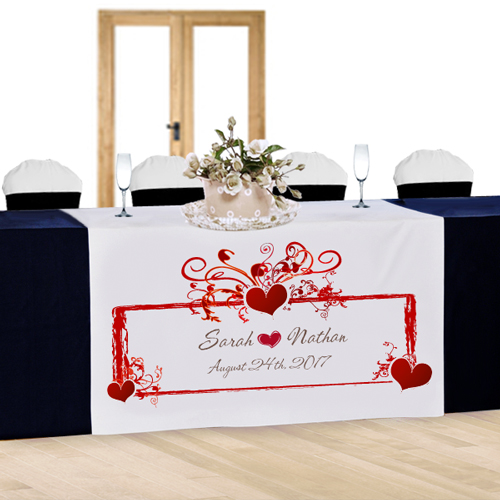 unknown Custom Heart Frame Wedding Table Runner