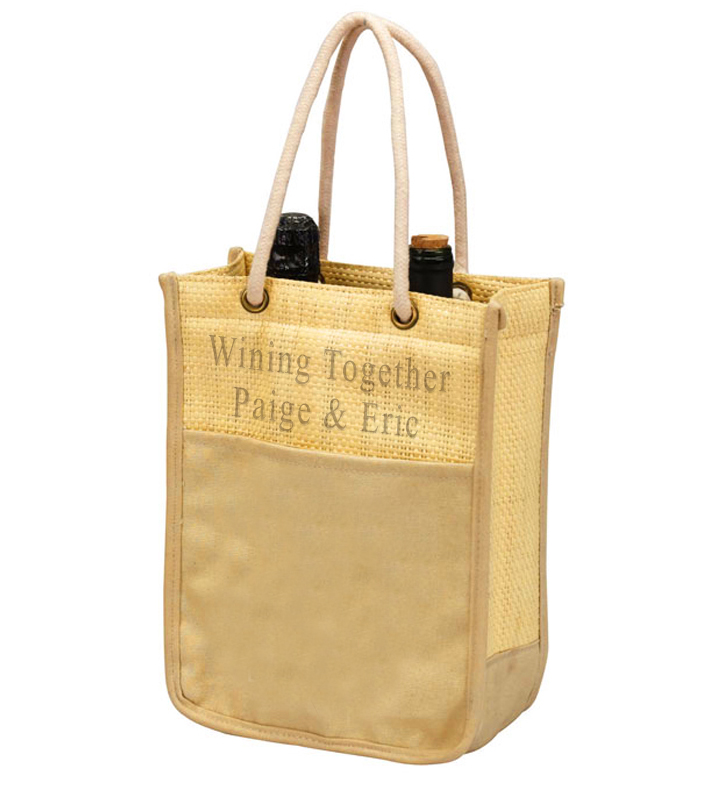 unknown Double Wine Bottle Cotton Canvas Tote Bag