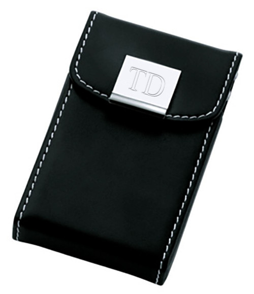 Black Flip Top Hinged Cover Business Card Case*