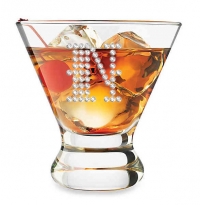 Stemless Clear Cocktail Martini Glass (Optional Personalized Crystal Rhinestones)
