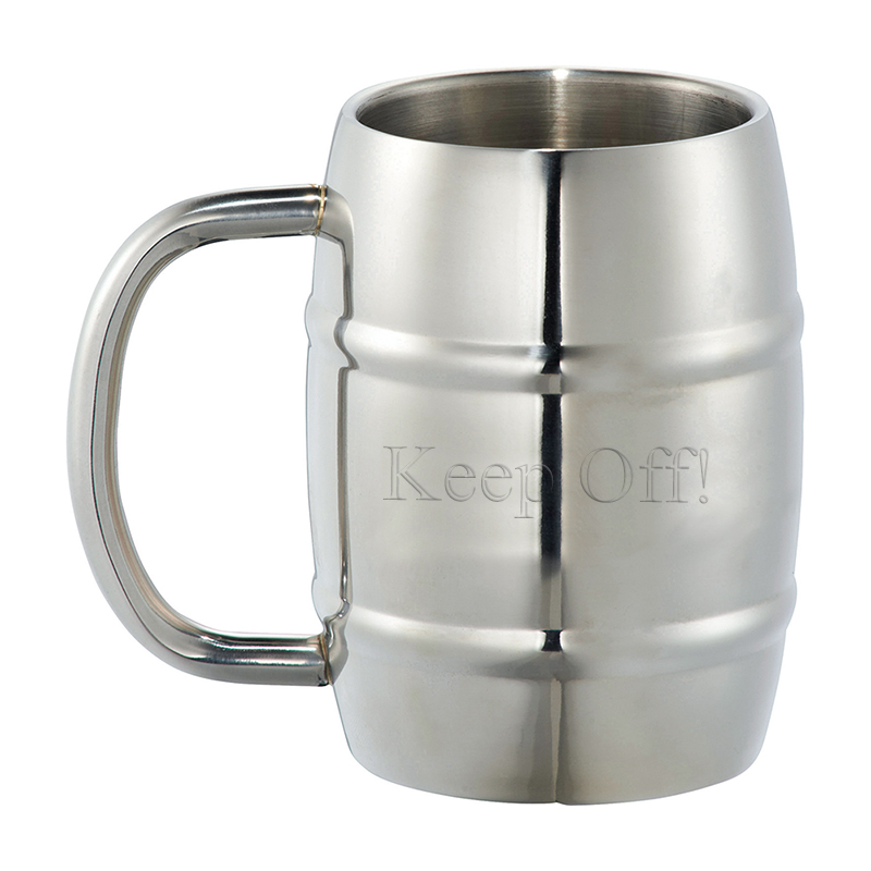 unknown 14 oz Personalized Silver Growl Stainless Barrel Mug
