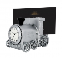 Custom Die Cast Metal Desktop Business Card/Memo Holder Clock Train