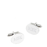 Personalized Silver Oval Cuff Links