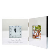 Silver Folding Clock Picture Frame