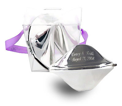 unknown Engraved Silver Fortune Cookie in Takeout Box