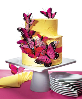 unknown Hand Painted Romantic Pink Butterfly Cake Decoration