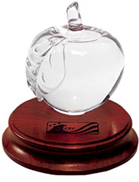 unknown Glass Apple Award with Rosewood Base