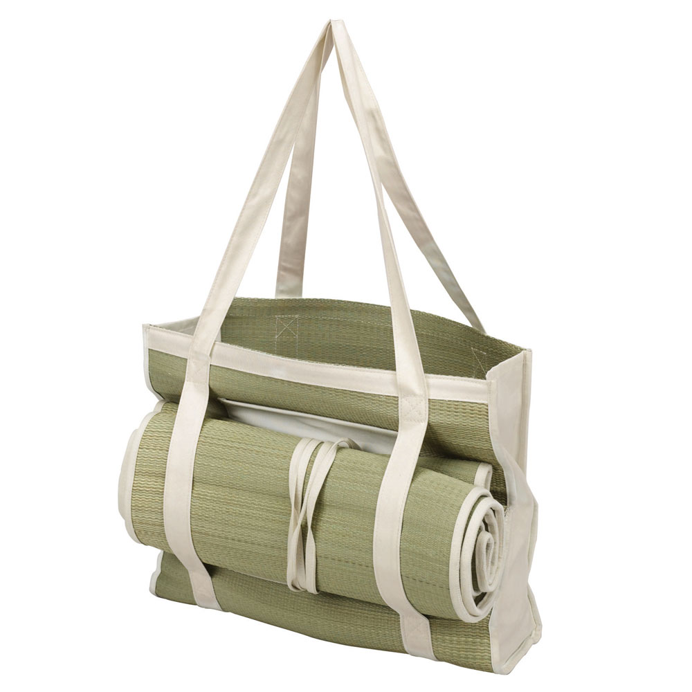 unknown Eco Friendly Straw Tote Bag with Roll Up Picnic Mat