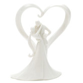 Sophisticated Porcelain Bride & Groom Heart Cake Topper
