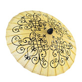 Hand Painted Hearts and Scrolls Paper Parasol