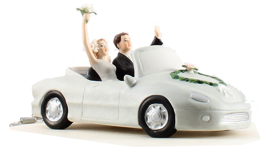 unknown Hand Painted Porcelain Honeymoon Car Cake Topper