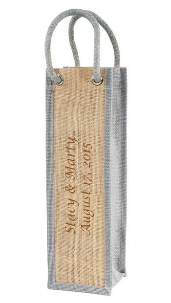 unknown Personalized Jute Wine Bag with Rope Handle