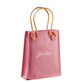 Pink Jute Tote Bag with Bamboo Handles