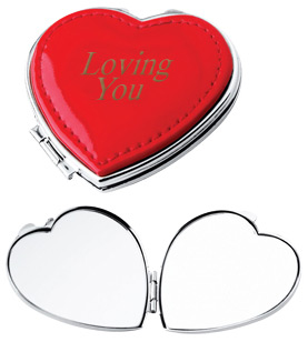 unknown Leather Heart Compact Mirror