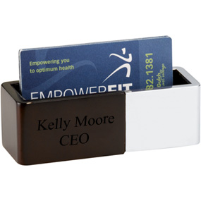 Polished Metal and Wood Business Card Holder*