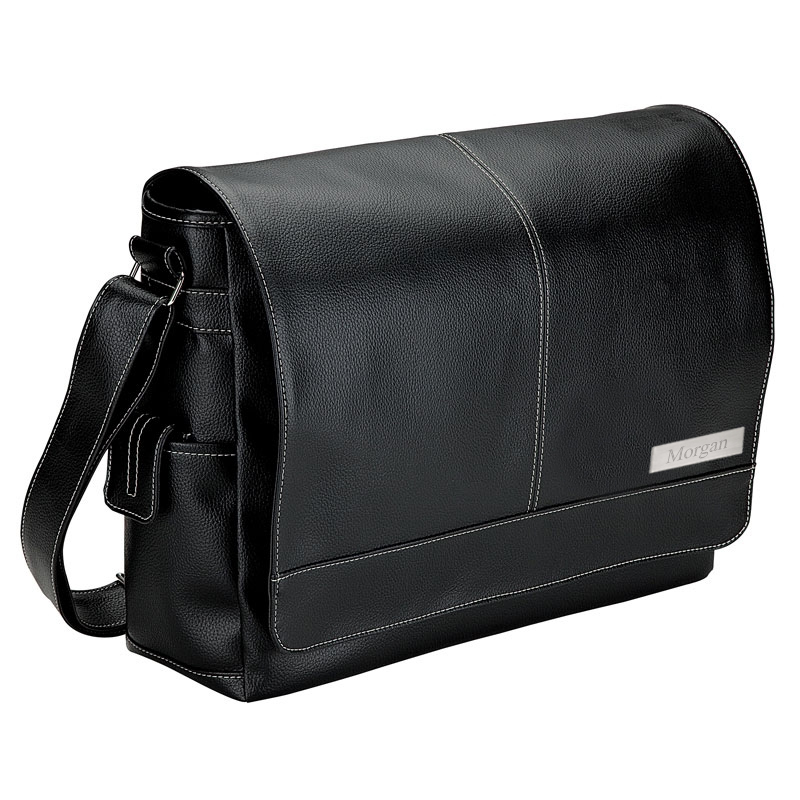 unknown Black Lichee Business Laptop Compartment Messenger Bag
