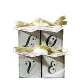 Aged Printed Wedding Cube LOVE Candy Box