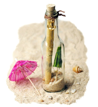 unknown Boat Anchor Invitation In A Bottle w/ Beach Umbrella