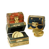 Miniature Handmade Golden Wood Treasure Chest Box - Available 8/15