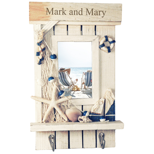 unknown Sandy Beach Picture Frame with Couple Key Holders