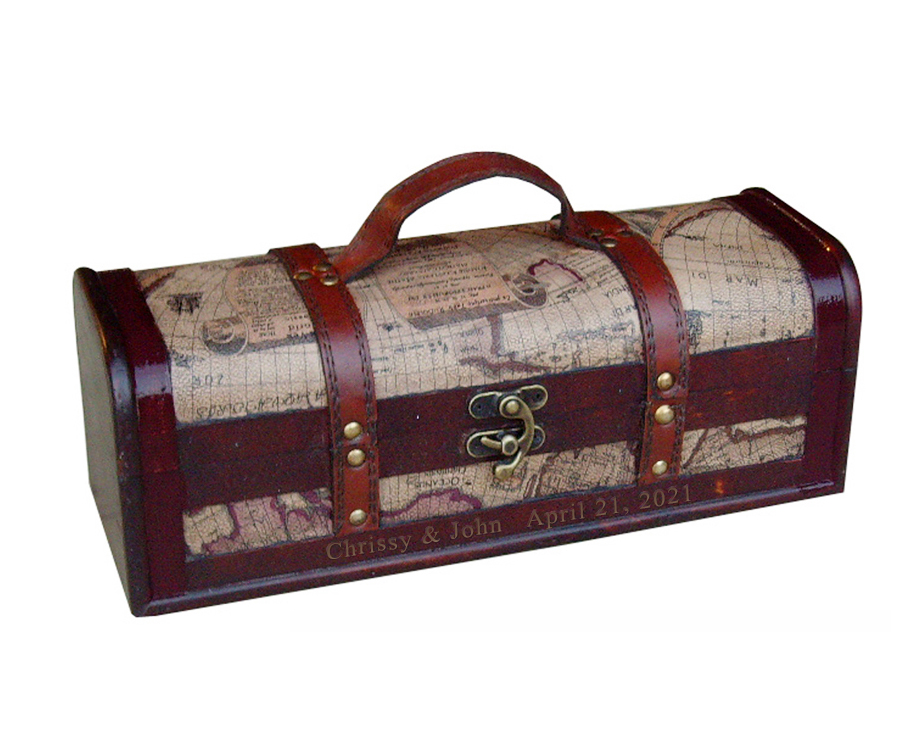 unknown Nautical World Treasure Map Wine Box